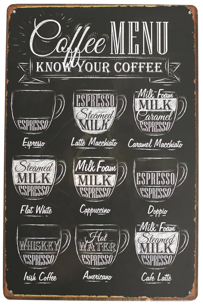 LATE⭐︎CAFE♪ Amazon.com: ARTCLUB Coffee Menu Know Your Coffee Latte